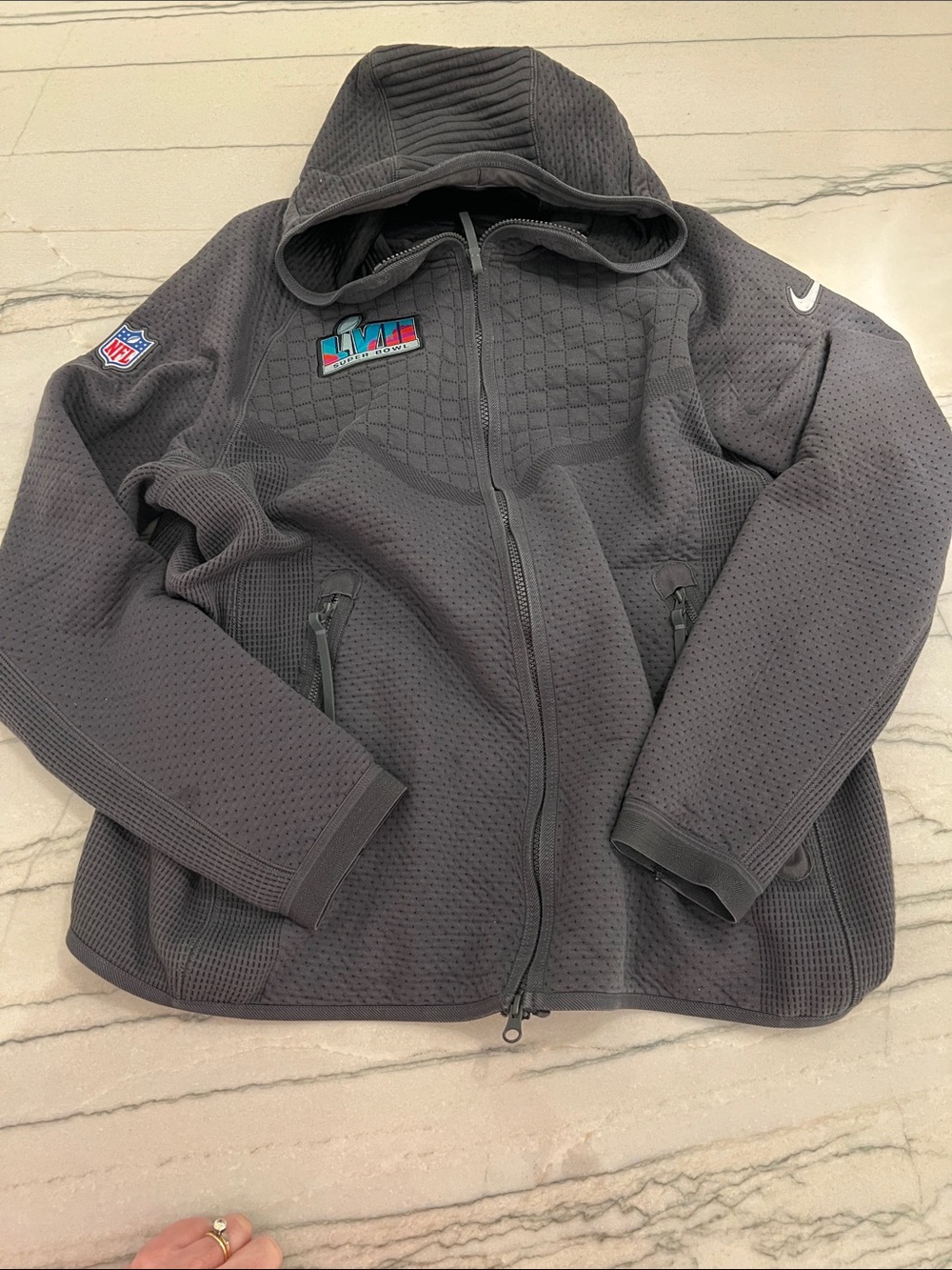 Nike Gray Hooded Perforated Full-Zip Jacket with NFL Patch